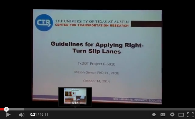 Dr. Gemar presents Guidelines For Applying Right-Turn Slip Lanes