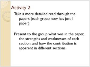Sample slide from the tech writing seminar